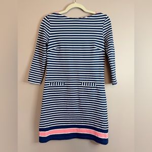 Lilly Pulitzer Striped Short Blue White Pink 3/4 Sleeve Dress Size XS